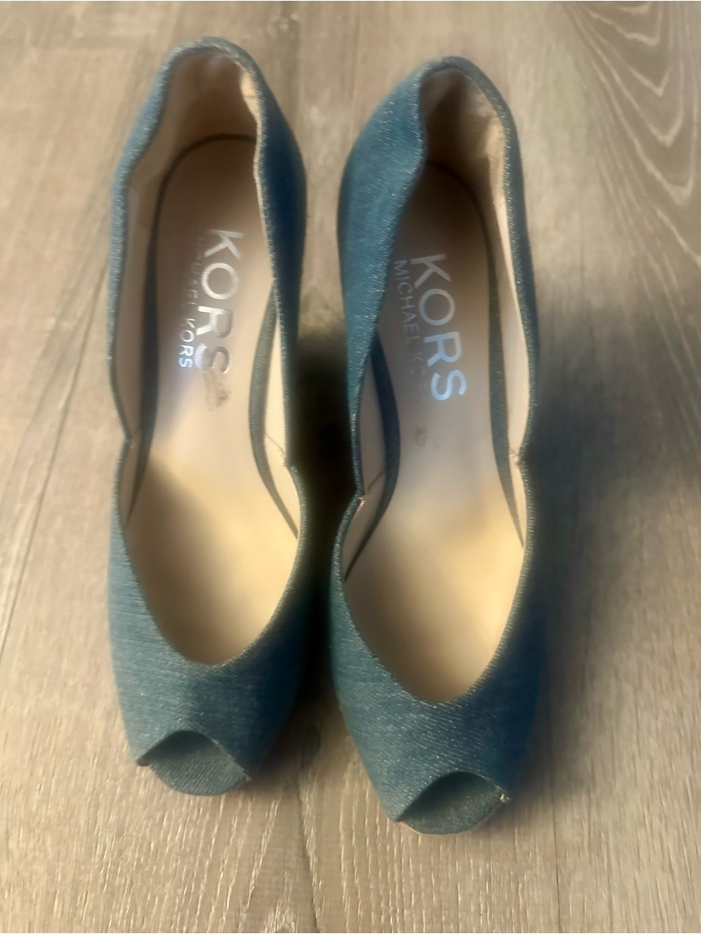 MICHAEL KORS Denim Peep-Toe Pumps